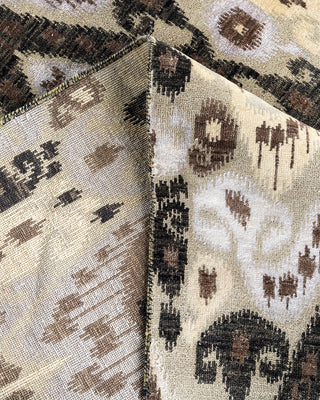 Traditional Ikat Hand Knotted Floral Silk & Wool Blend Black Area Rug 9' 2" x 12' 3"