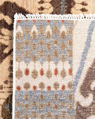 Traditional Ikat Hand Knotted Floral Wool Beige Area Rug 9' 1" x 12' 3"