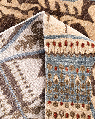 Traditional Ikat Hand Knotted Floral Wool Beige Area Rug 9' 1" x 12' 3"