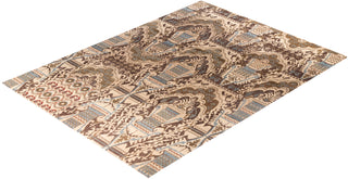 Traditional Ikat Hand Knotted Floral Wool Beige Area Rug 9' 1" x 12' 3"