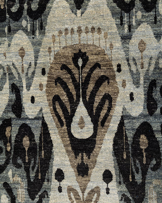 Traditional Ikat Hand Knotted Floral Wool Gray Area Rug 9' 0" x 12' 3"