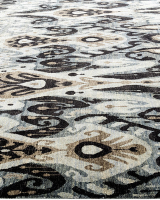 Traditional Ikat Hand Knotted Floral Wool Gray Area Rug 9' 0" x 12' 3"