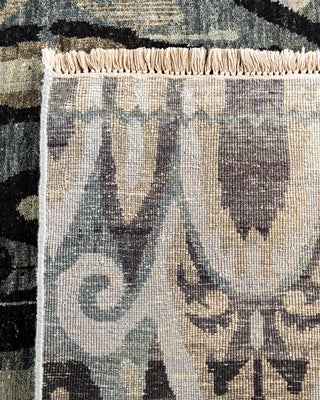 Traditional Ikat Hand Knotted Floral Wool Gray Area Rug 9' 0" x 12' 3"