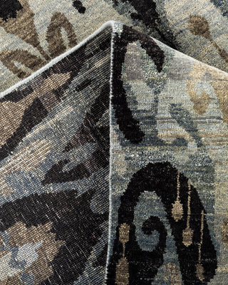 Traditional Ikat Hand Knotted Floral Wool Gray Area Rug 9' 0" x 12' 3"