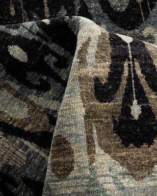 Traditional Ikat Hand Knotted Floral Wool Gray Area Rug 9' 0" x 12' 3"