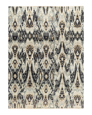 Traditional Ikat Hand Knotted Floral Wool Gray Area Rug 9' 0" x 12' 3"
