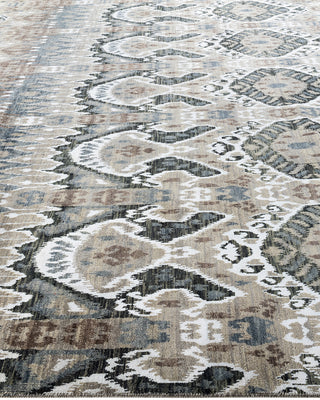 Traditional Ikat Hand Knotted Floral Silk & Wool Blend Gray Area Rug 9' 3" x 12' 3"