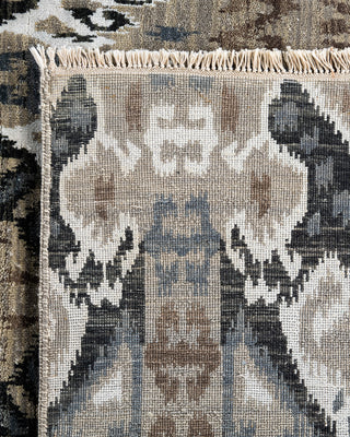 Traditional Ikat Hand Knotted Floral Silk & Wool Blend Gray Area Rug 9' 3" x 12' 3"