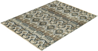 Traditional Ikat Hand Knotted Floral Silk & Wool Blend Gray Area Rug 9' 3" x 12' 3"