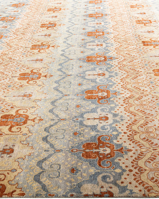Traditional Ikat Hand Knotted Floral Wool Gray Area Rug 9' 3" x 12' 3"