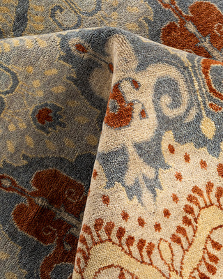 Traditional Ikat Hand Knotted Floral Wool Gray Area Rug 9' 3" x 12' 3"