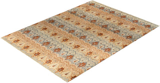 Traditional Ikat Hand Knotted Floral Wool Gray Area Rug 9' 3" x 12' 3"