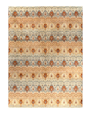 Traditional Ikat Hand Knotted Floral Wool Gray Area Rug 9' 3" x 12' 3"