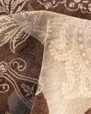 Traditional Ikat Hand Knotted Abstract Wool Gray Area Rug 9' 2" x 12' 4"