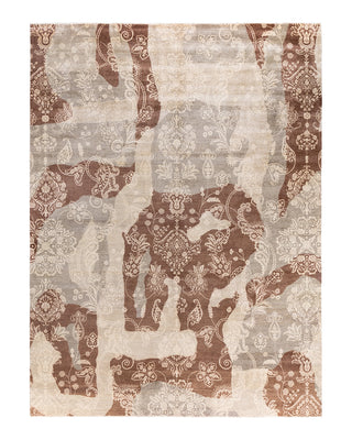 Traditional Ikat Hand Knotted Abstract Wool Gray Area Rug 9' 2" x 12' 4"