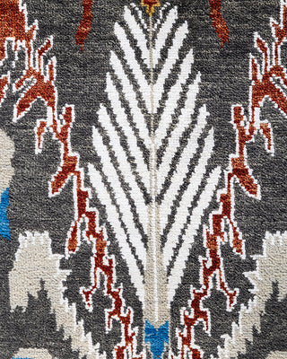 Traditional Ikat Hand Knotted Floral Silk & Wool Blend Rust Area Rug 9' 0" x 12' 0"