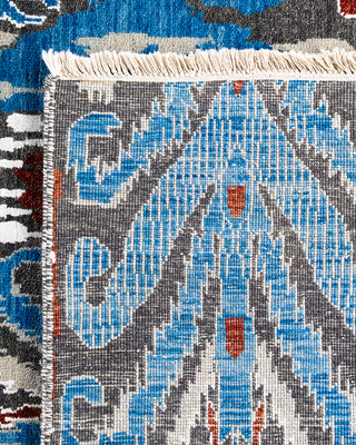 Traditional Ikat Hand Knotted Floral Silk & Wool Blend Rust Area Rug 9' 0" x 12' 0"