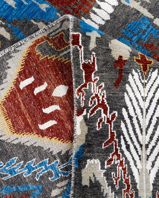 Traditional Ikat Hand Knotted Floral Silk & Wool Blend Rust Area Rug 9' 0" x 12' 0"