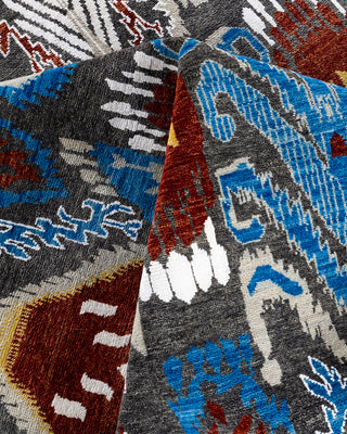 Traditional Ikat Hand Knotted Floral Silk & Wool Blend Rust Area Rug 9' 0" x 12' 0"