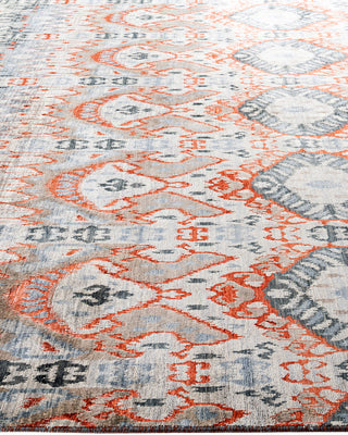 Traditional Ikat Hand Knotted Floral Silk & Wool Blend Brown Area Rug 9' 0" x 11' 10"
