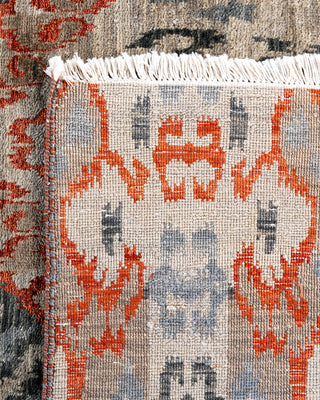 Traditional Ikat Hand Knotted Floral Silk & Wool Blend Brown Area Rug 9' 0" x 11' 10"