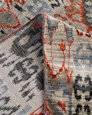 Traditional Ikat Hand Knotted Floral Silk & Wool Blend Brown Area Rug 9' 0" x 11' 10"