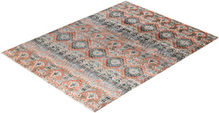 Traditional Ikat Hand Knotted Floral Silk & Wool Blend Brown Area Rug 9' 0" x 11' 10"