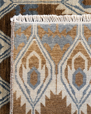 Traditional Ikat Hand Knotted Floral Wool Brown Area Rug 8' 2" x 10' 2"