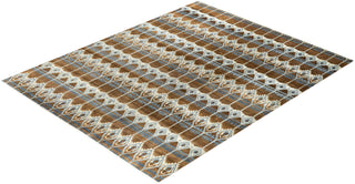Traditional Ikat Hand Knotted Floral Wool Brown Area Rug 8' 2" x 10' 2"