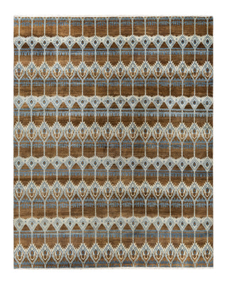 Traditional Ikat Hand Knotted Floral Wool Brown Area Rug 8' 2" x 10' 2"