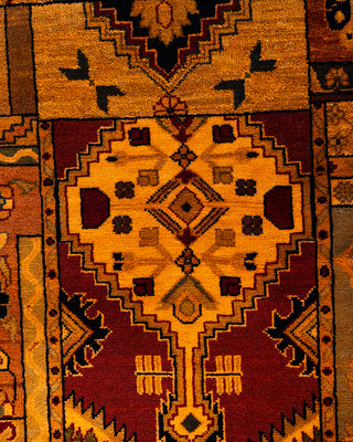 Contemporary Vibrance Hand Knotted Patchwork Wool Orange Area Rug 8' 10" x 12' 0"