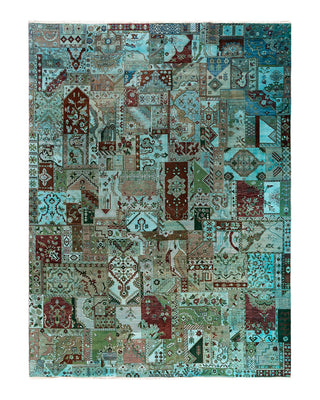 Traditional Ikat Hand Knotted Patchwork Wool Brown Area Rug 8' 10" x 11' 10"