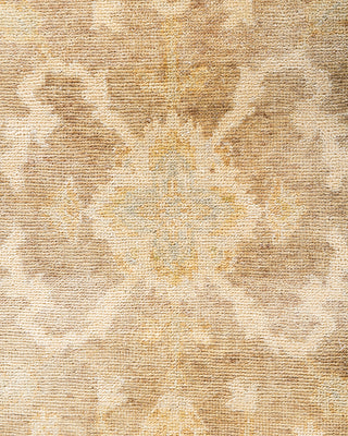 Traditional Oushak Hand Knotted Floral Wool Gold Area Rug 8' 3" x 10' 4"