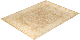Traditional Oushak Hand Knotted Floral Wool Gold Area Rug 8' 3" x 10' 4"