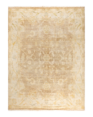 Traditional Oushak Hand Knotted Floral Wool Gold Area Rug 8' 3" x 10' 4"