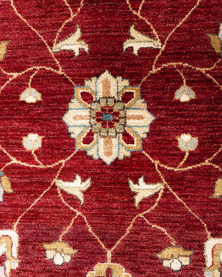 Traditional Oushak Hand Knotted Floral Wool Red Area Rug 9' 1" x 12' 2"