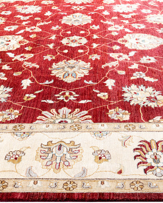 Traditional Oushak Hand Knotted Floral Wool Red Area Rug 9' 1" x 12' 2"