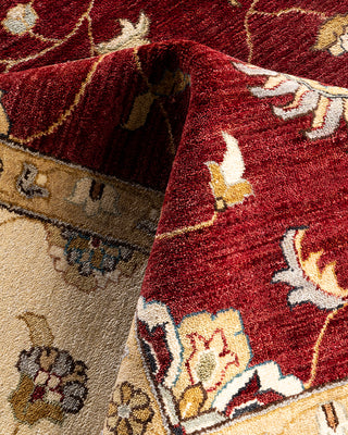 Traditional Oushak Hand Knotted Floral Wool Red Area Rug 9' 1" x 12' 2"