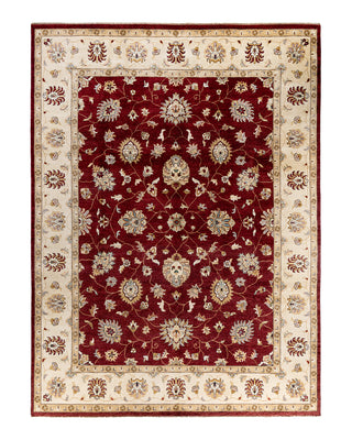 Traditional Oushak Hand Knotted Floral Wool Red Area Rug 9' 1" x 12' 2"