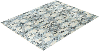 Traditional Ikat Hand Knotted Floral Silk & Wool Blend Beige Area Rug 8' 0" x 10' 6"