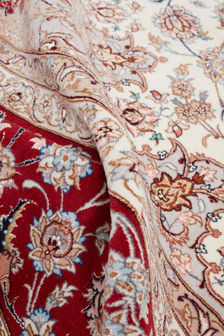 Authentic Persian Isfahan Hand Knotted Wool Silk Blend Blue Area Rug 8' 7" x 12' 3"