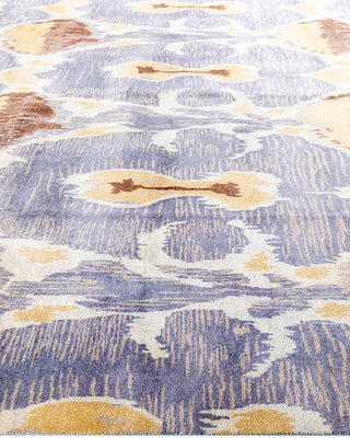 Traditional Ikat Hand Knotted Floral Wool Purple Area Rug 9' 1" x 12' 0"