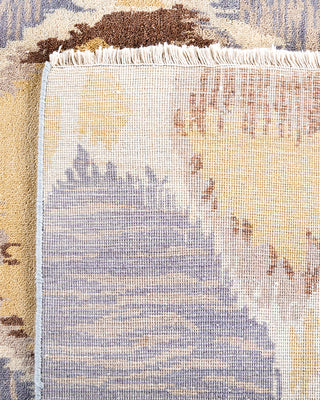 Traditional Ikat Hand Knotted Floral Wool Purple Area Rug 9' 1" x 12' 0"
