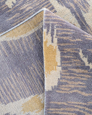 Traditional Ikat Hand Knotted Floral Wool Purple Area Rug 9' 1" x 12' 0"