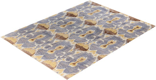 Traditional Ikat Hand Knotted Floral Wool Purple Area Rug 9' 1" x 12' 0"