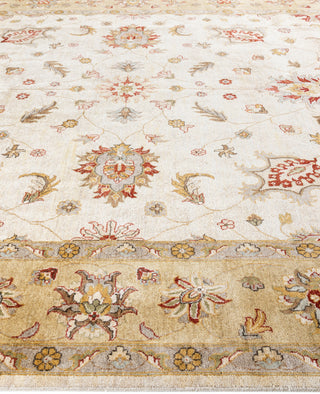 Traditional Floral Wool Hand Knotted Ivory Area Rug 9' 1" x 12' 4"