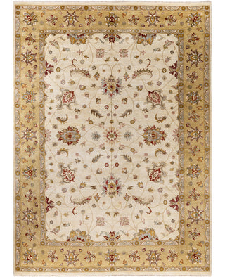 Traditional Floral Wool Hand Knotted Ivory Area Rug 9' 1" x 12' 4"