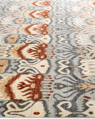 Traditional Ikat Hand Knotted Floral Wool Gray Area Rug 8' 0" x 10' 0"