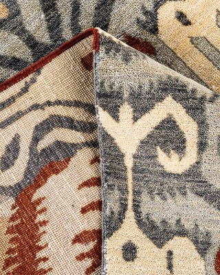 Traditional Ikat Hand Knotted Floral Wool Gray Area Rug 8' 0" x 10' 0"