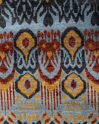 Traditional Ikat Hand Knotted Floral Wool Gray Area Rug 8' 0" x 10' 2"